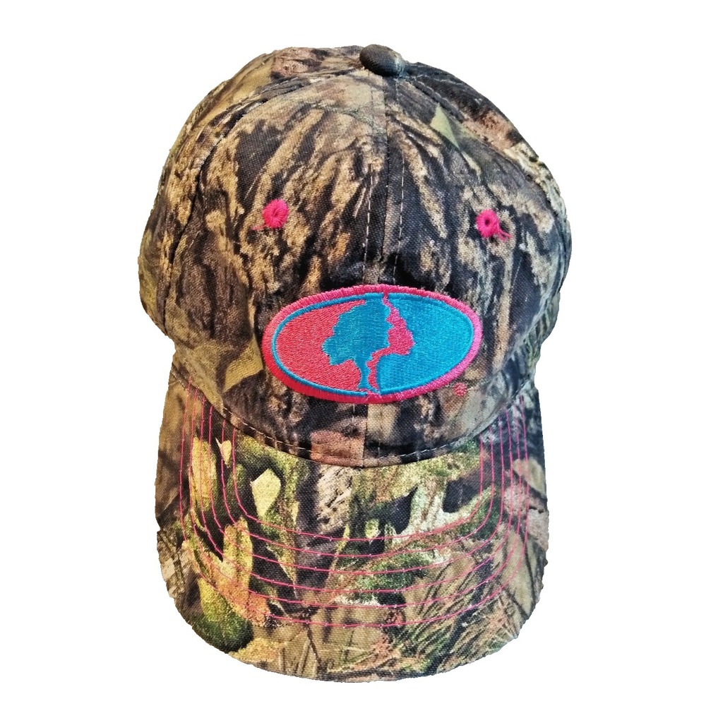 Mossy Oak Hat Cap Green Pink Camo Womens Adjustable Strap Forest Hunting Fishing